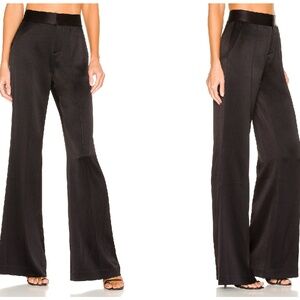 Alice + Olivia Dylan Satin Wide Leg Pant, Black, 0